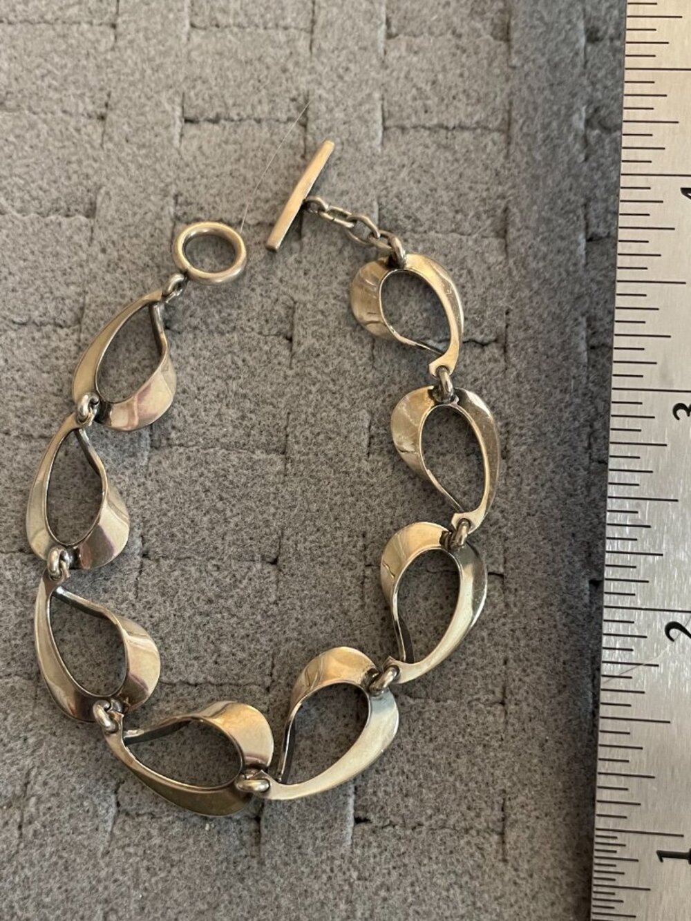 Vintage Sterling Silver Bracelet 925 Denmark Mid Century 10 grams 7.25" Modern - Picture 8 of 11